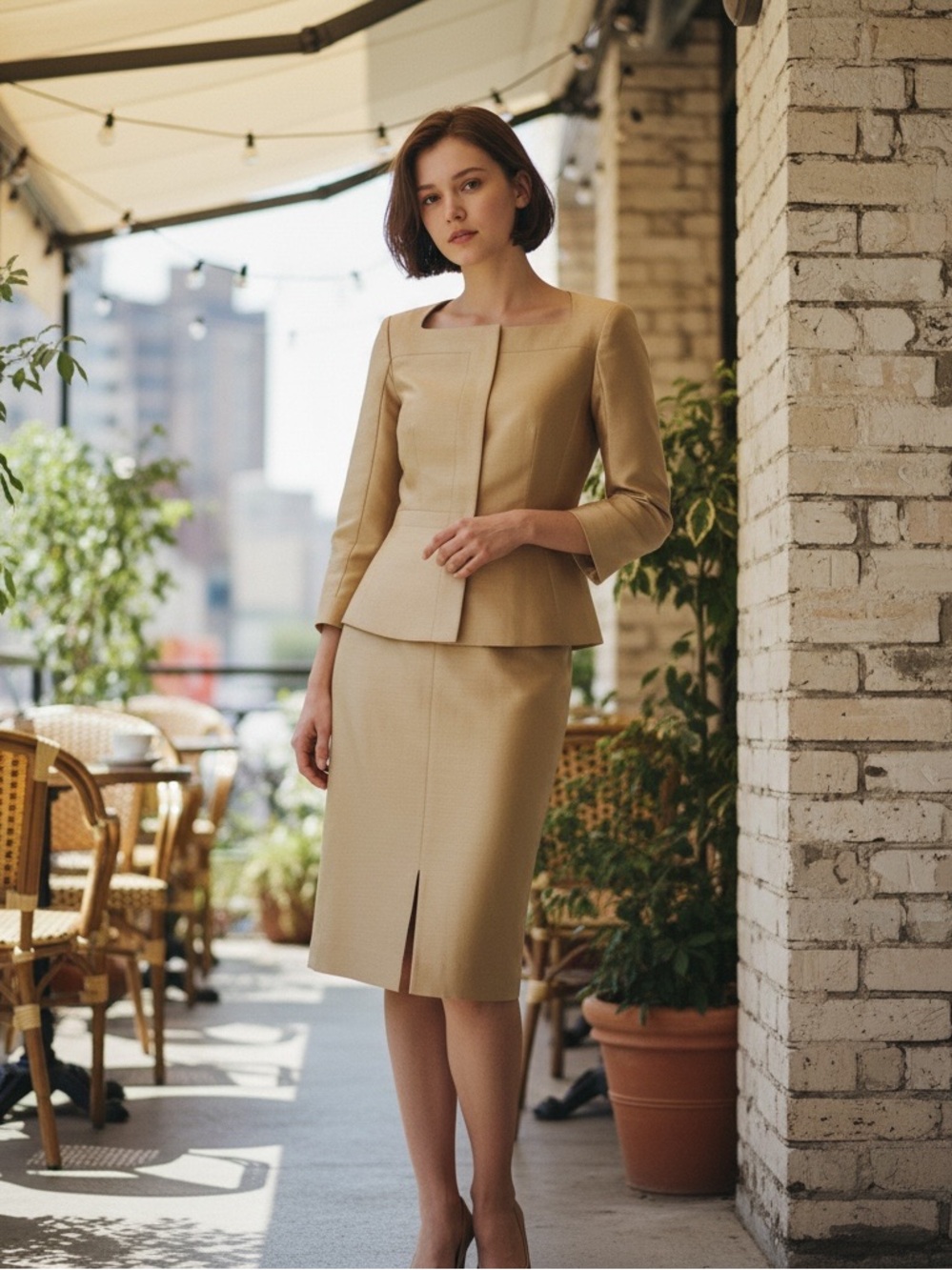 L.K. Bennet Suit 3Pc Dress Silk Set Elegant London International Luxury Fashion